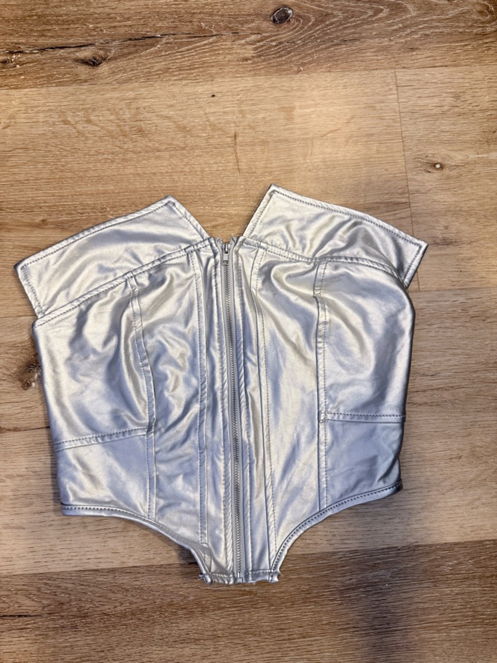 SHEIN Silver Metallic Girls' One-Piece Bodysuit with Front Zip
